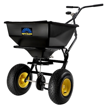 Spyker Spreaders 80 lbs Cap Broadcast Spreader, 25 in Spread, 5 ft 5 in to 6 ft 3 in Adjustable Handle, PC SPY80-1P